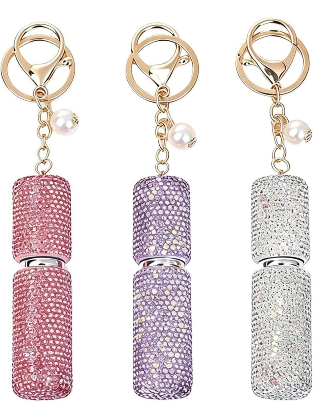 3 Pack Mini Rhinestone Perfume Atomizers - Refillable Travel Spray Bottles, 5 ML